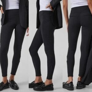 Athleta Delancey Moto Tight Leggings Athleisure XS Extra Small Zip Ankle Black